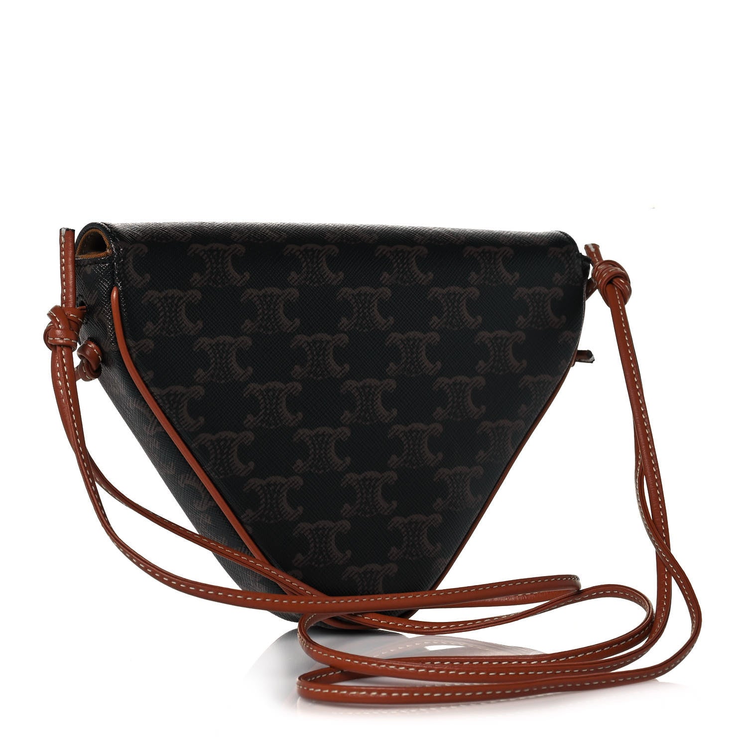 Celine Triomphe Canvas Triangle Crossbody Bag Tan 3 of 15