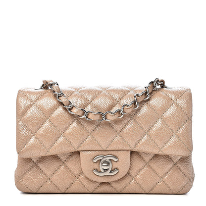 Chanel Pearly Caviar Quilted Mini Rectangular Flap Beige 1 of 12