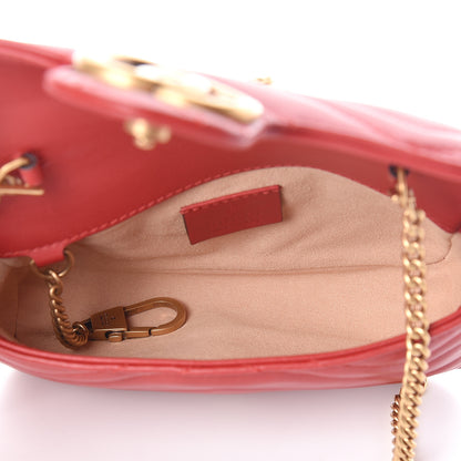 Gucci Calfskin Matelasse Super Mini GG Marmont Shoulder Bag Hibiscus Red 5 of 12