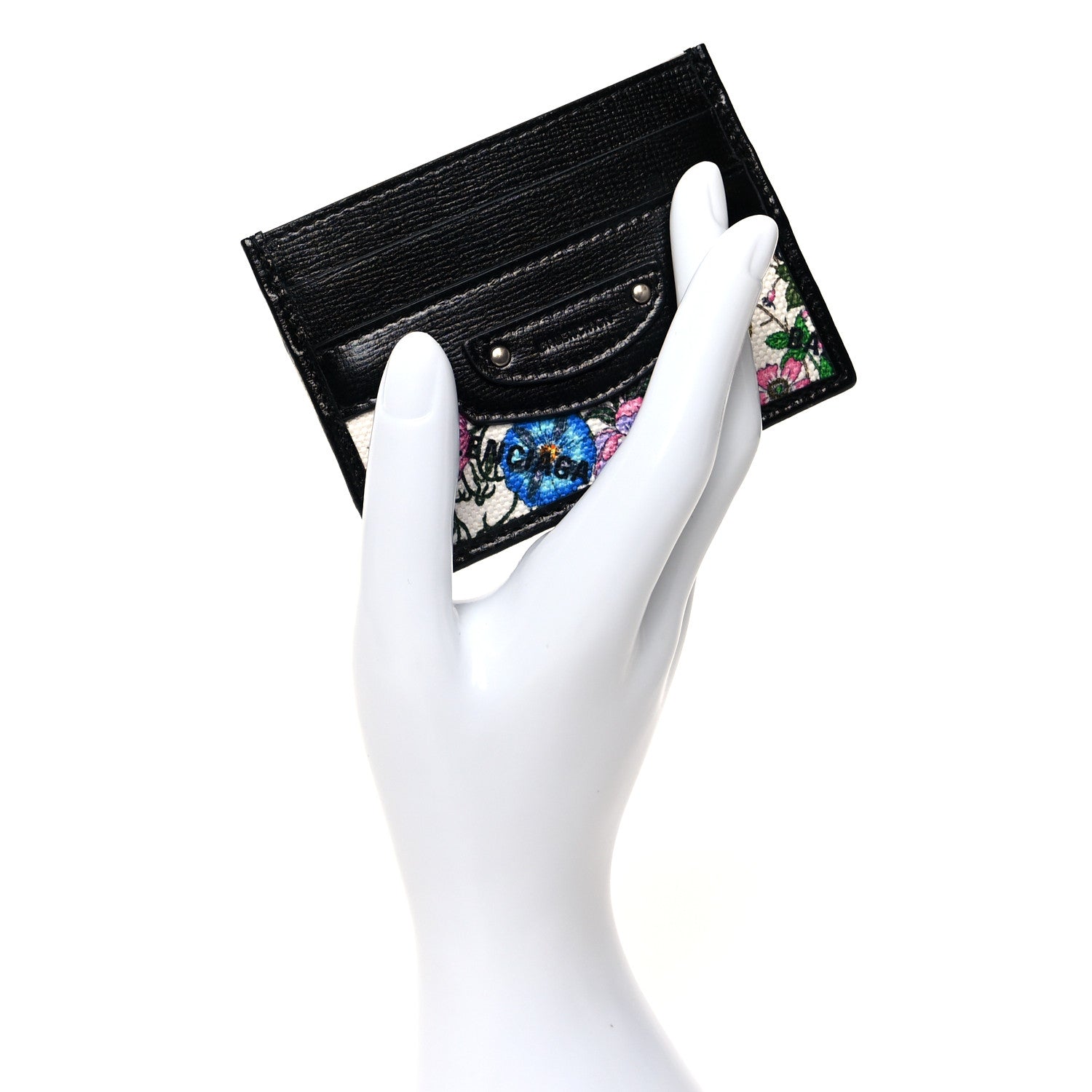 Balenciaga X GUCCI Canvas Azalea Calfskin Flora Logo Print Neo Classic Card Holder White Multicolor Black 2 of 7