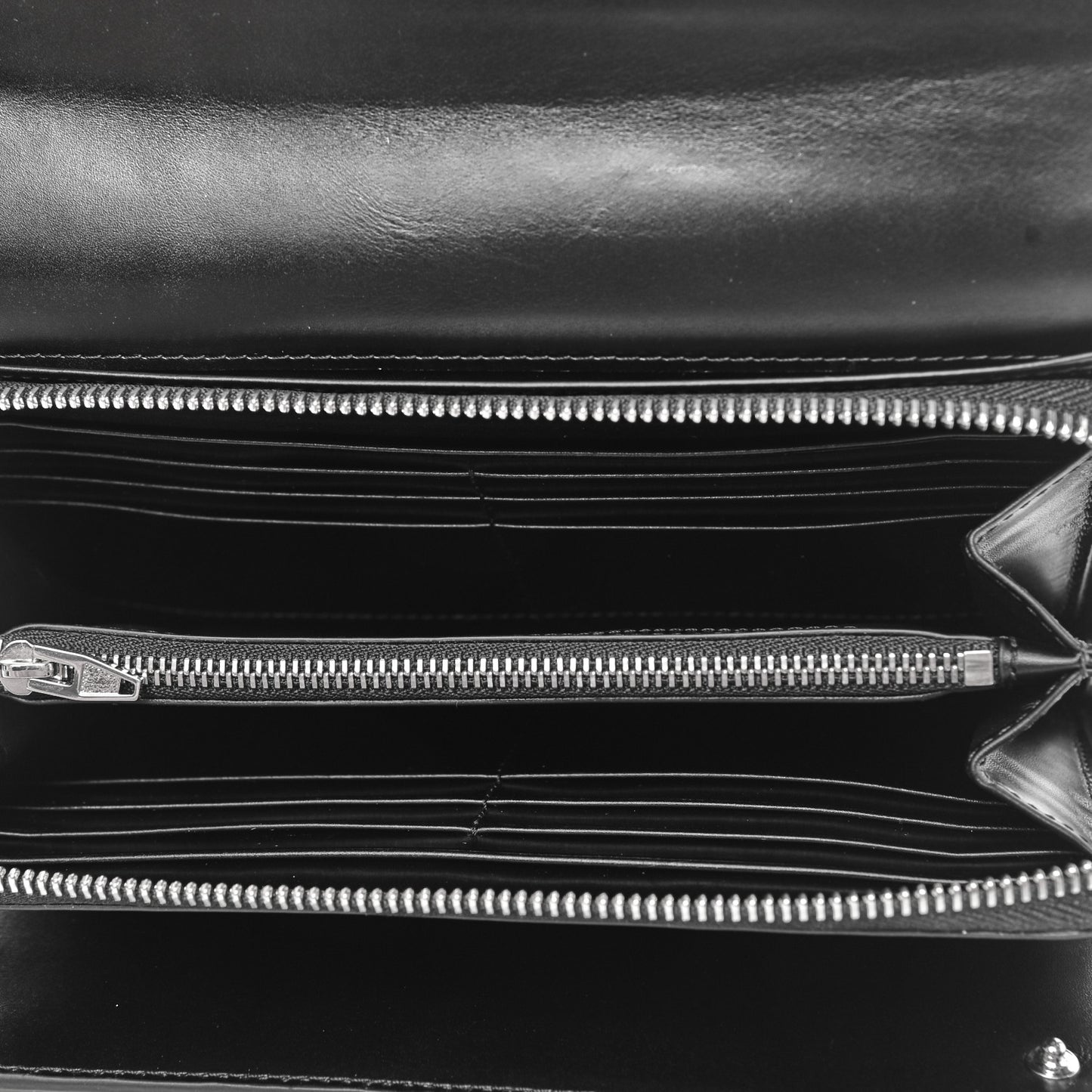 Calfskin Prisma Skeletal Envelope Wallet Clutch Black