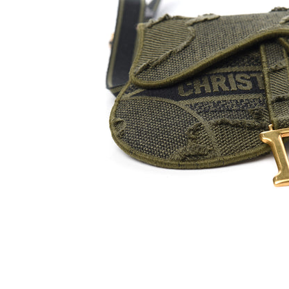 Christian Dior Canvas Embroidered Camouflage Saddle Belt Bag Green 7 of 9