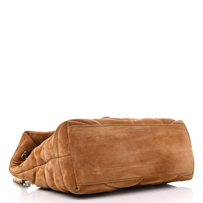 Saint Laurent Suede Calfskin Quilted Small Loulou Puffer Monogram Chain Satchel Cinnamon 4 of 11