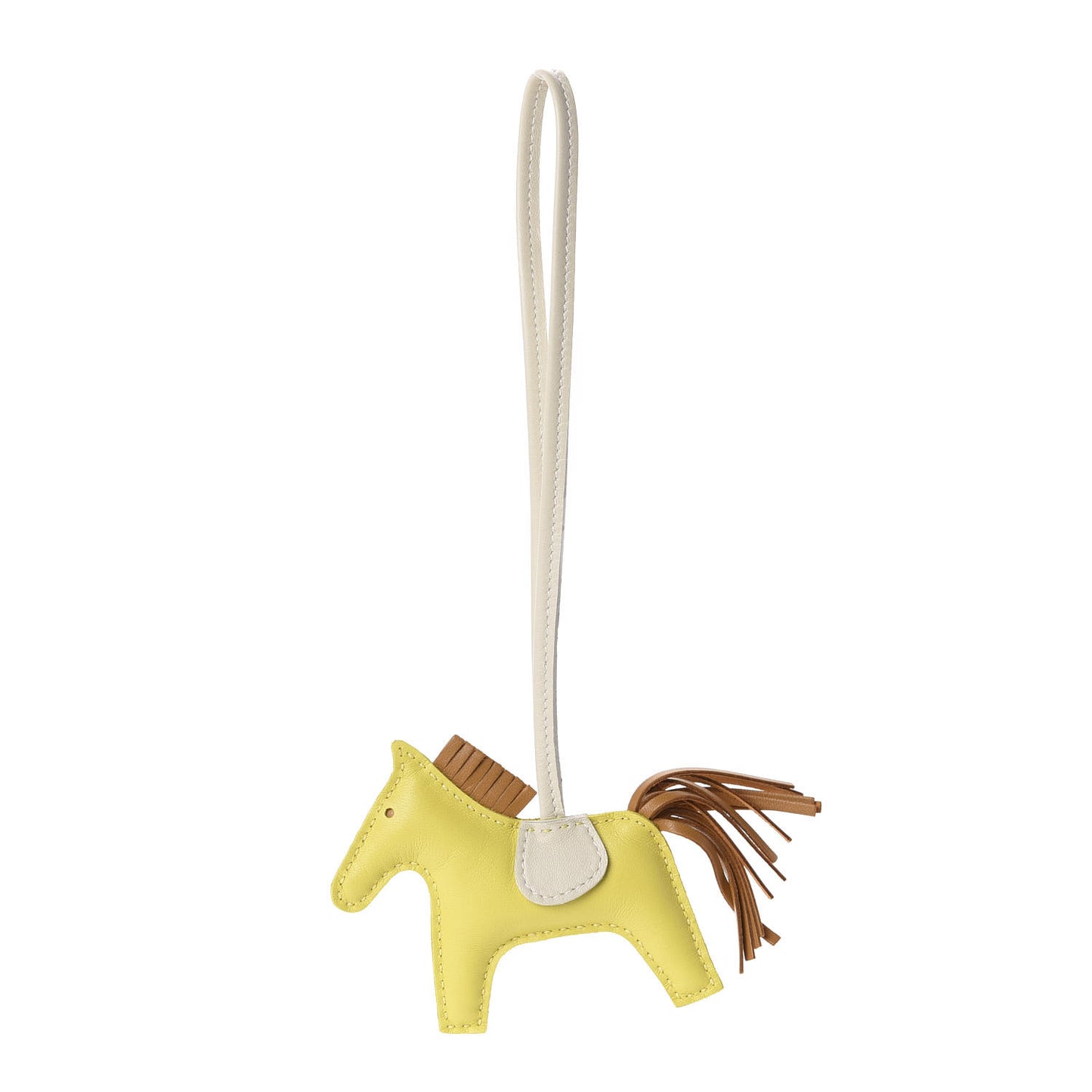 Milo Lambskin Grigri Rodeo Horse Bag Charm PM Lime Sesame Craie