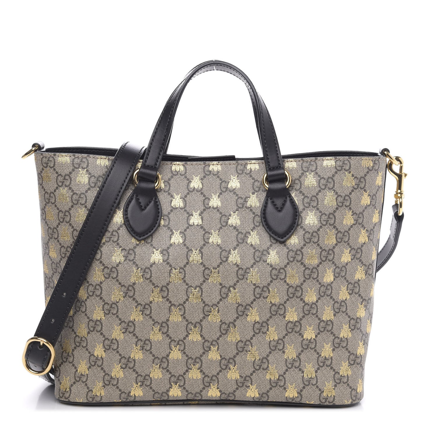 Soft GG Supreme Monogram Bees Small Crossbody Tote Beige Oro Black