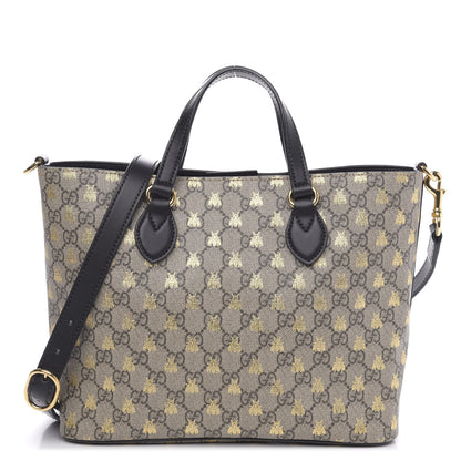 Gucci Soft GG Supreme Monogram Bees Small Crossbody Tote Beige Oro Black 1 of 10