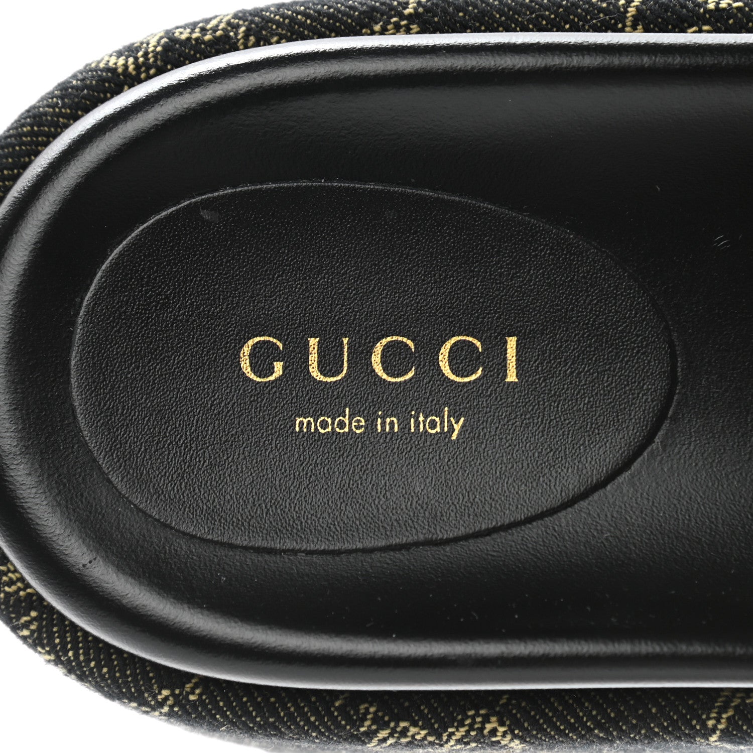Gucci Jacquard Black Denim GG Monogram Angelina Platform 55mm Slide Sandals 38.5 Black Ivory 7 of 9