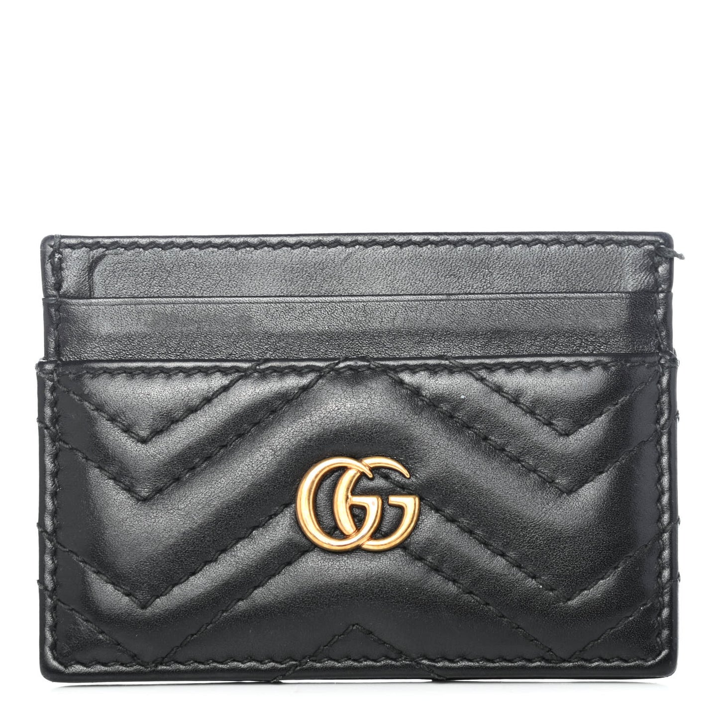 Calfskin Matelasse GG Marmont Card Holder Black