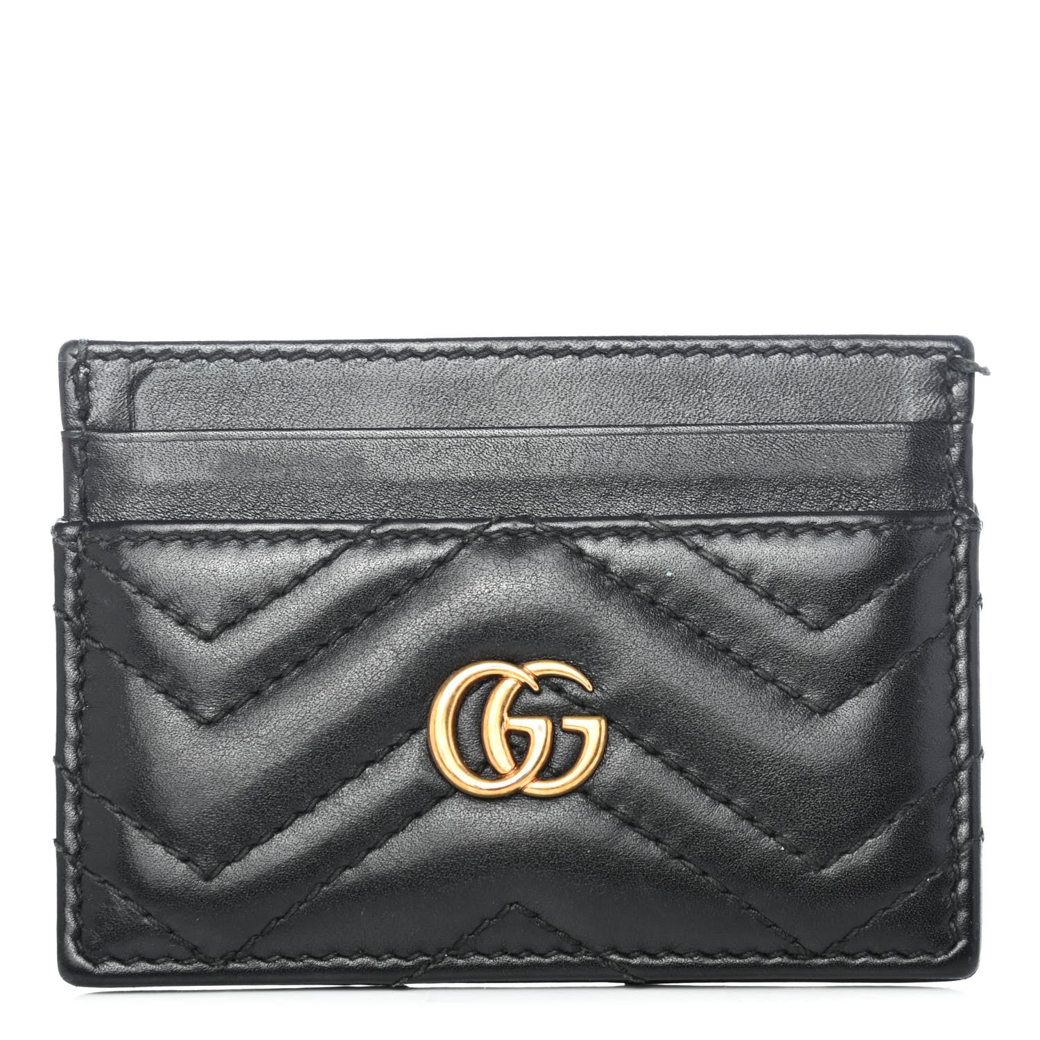 Gucci Calfskin Matelasse GG Marmont Card Holder Black 1 of 4