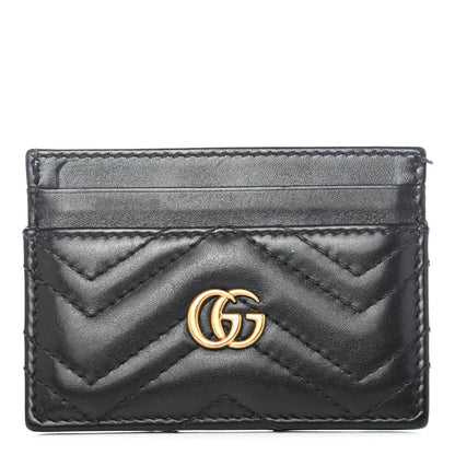 Gucci Calfskin Matelasse GG Marmont Card Holder Black 1 of 4