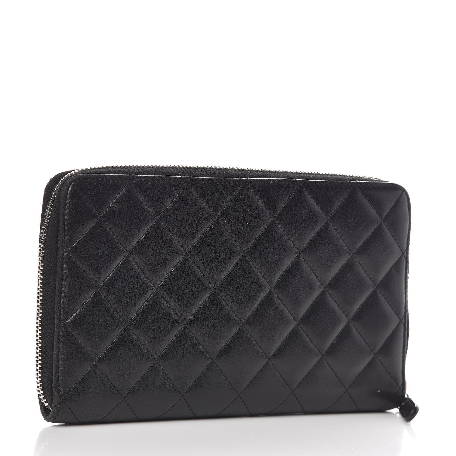 Chanel Lambskin Quilted Large Zip Around Organizer Wallet Black 3 of 12