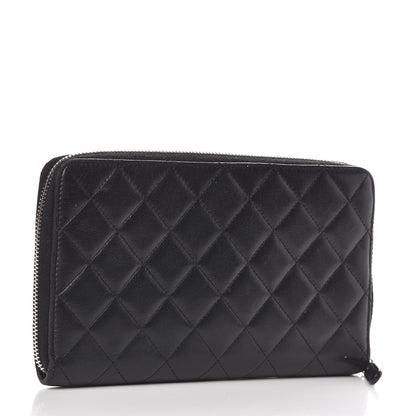 Chanel Lambskin Quilted Large Zip Around Organizer Wallet Black 3 of 12