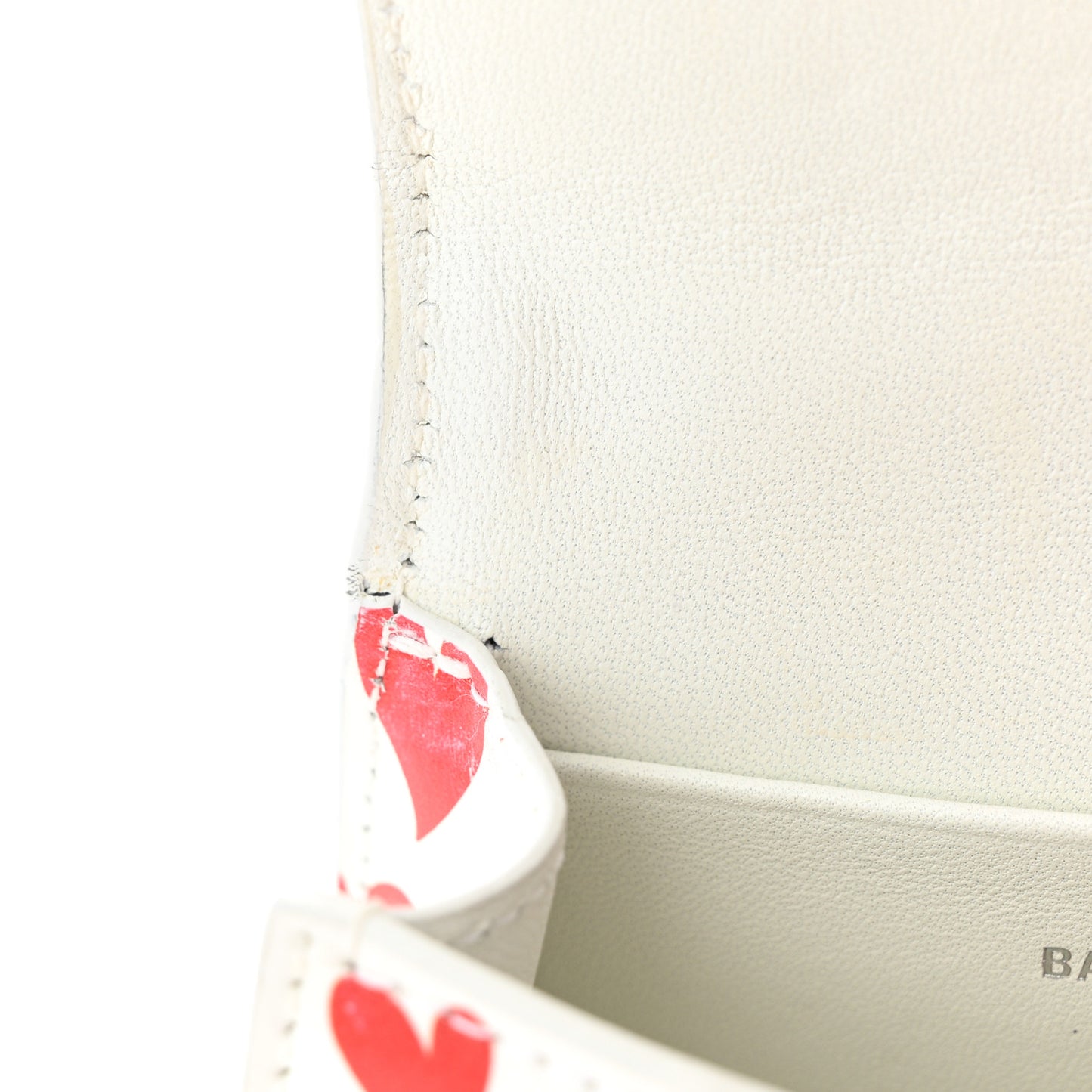 Smooth Calfskin Heart Hourglass Top Handle Bag Mini with Chain White Red