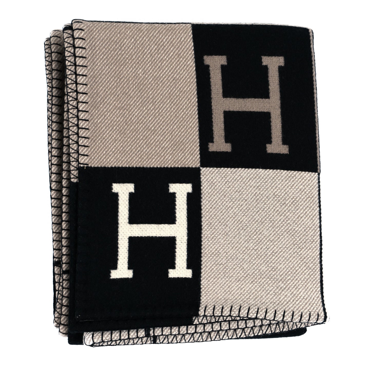 Wool Cashmere Avalon III Blanket Ecru Black