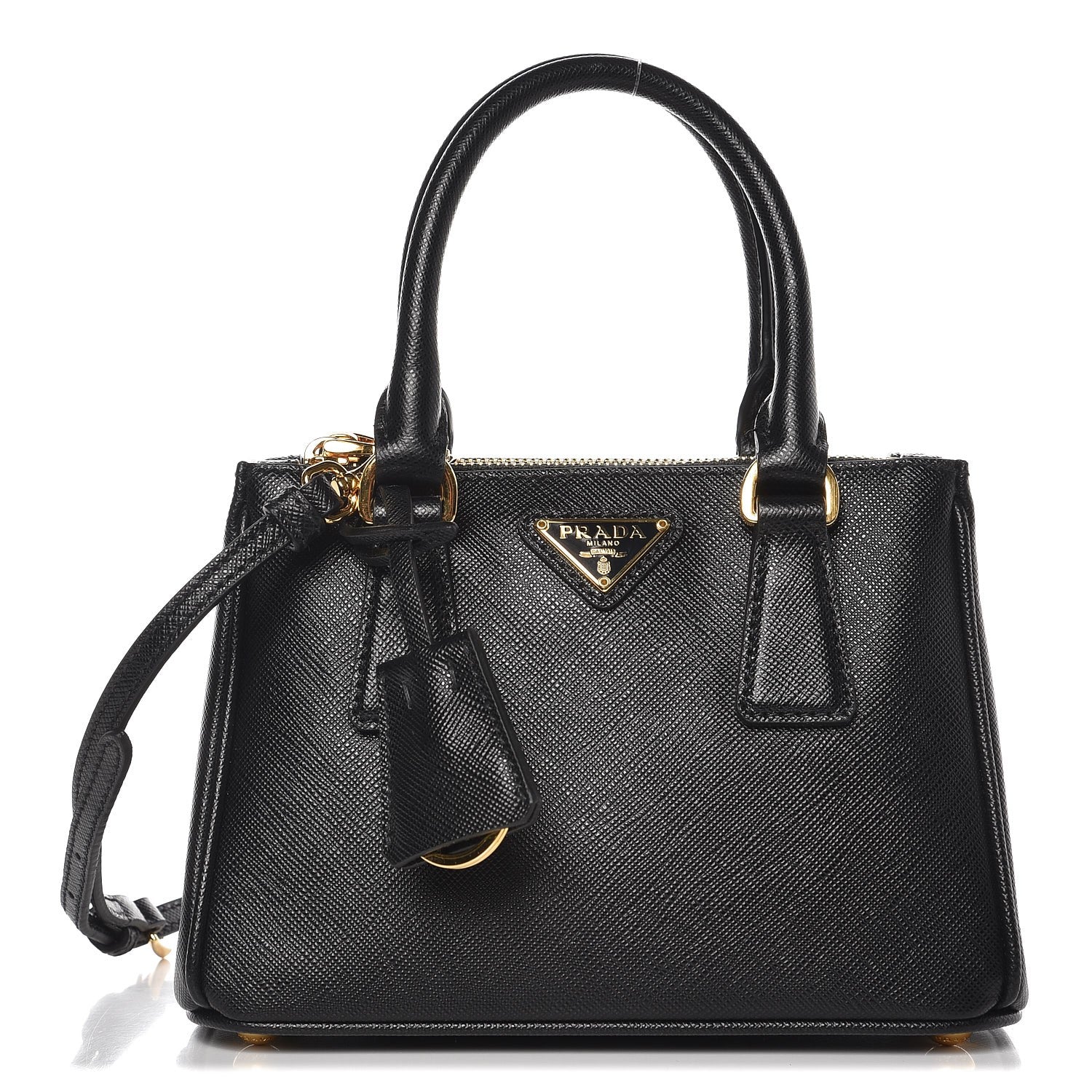Prada Saffiano Lux Mini Galleria Double Zip Tote Black 1 of 8