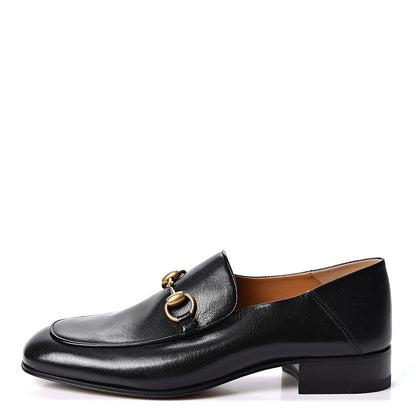Gucci Goatskin Womens Horsebit Mid-Heel Loafers 38 Black 1 of 9