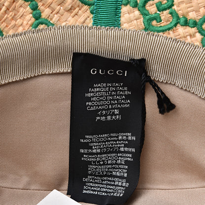 Gucci Raffia Elaphe GG Monogram Embroidered Fedora Hat XS Ivory New Shamarock 4 of 6