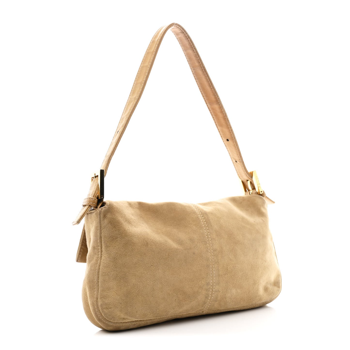 Suede Baguette Shoulder Bag Beige
