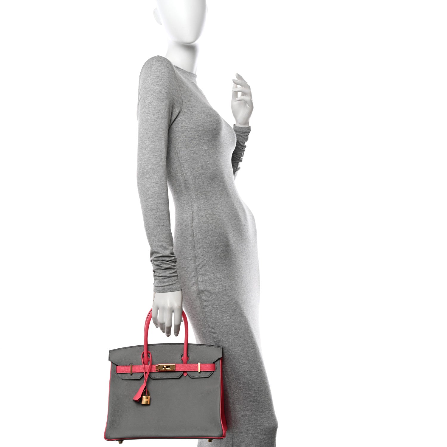 Hermes Epsom Horseshoe Birkin 30 Gris Mouette Rose Azalee 2 of 11