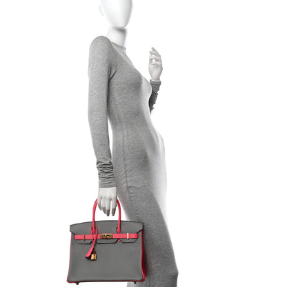 Hermes Epsom Horseshoe Birkin 30 Gris Mouette Rose Azalee 2 of 11