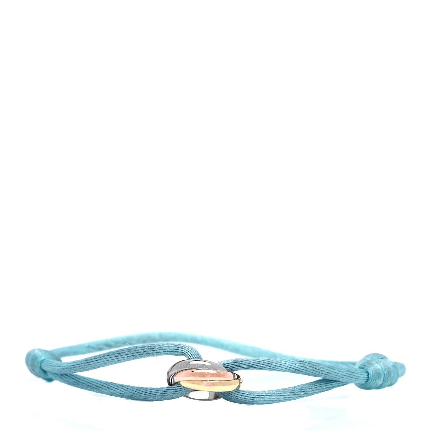 Cartier 18K Pink Yellow White Gold Trinity Adjustable Cord Bracelet Sky Blue 1 of 7