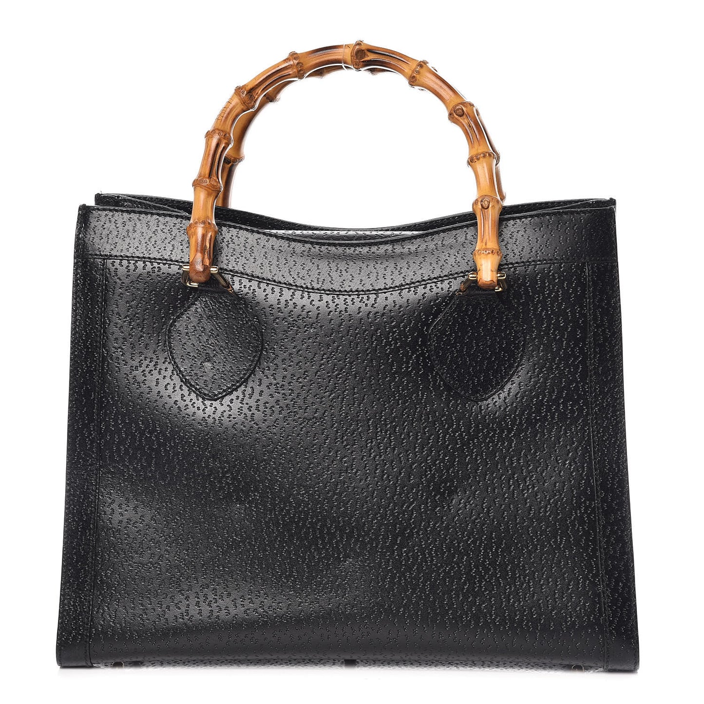 Calfskin Bamboo Top Handle Tote Black