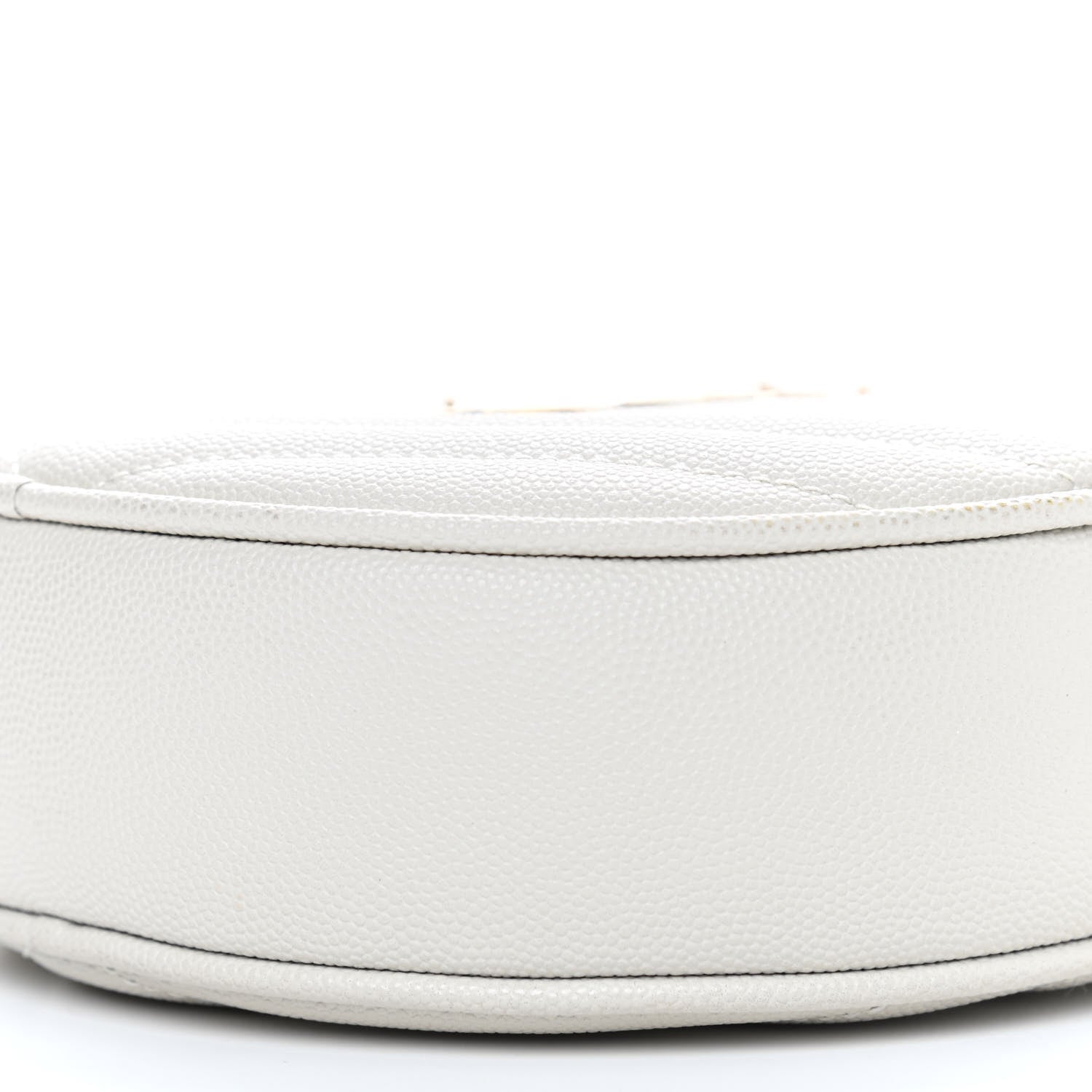 Saint Laurent Grain De Poudre Matelasse Chevron Quilted Round Vinyle Camera Bag Crema Soft 8 of 8