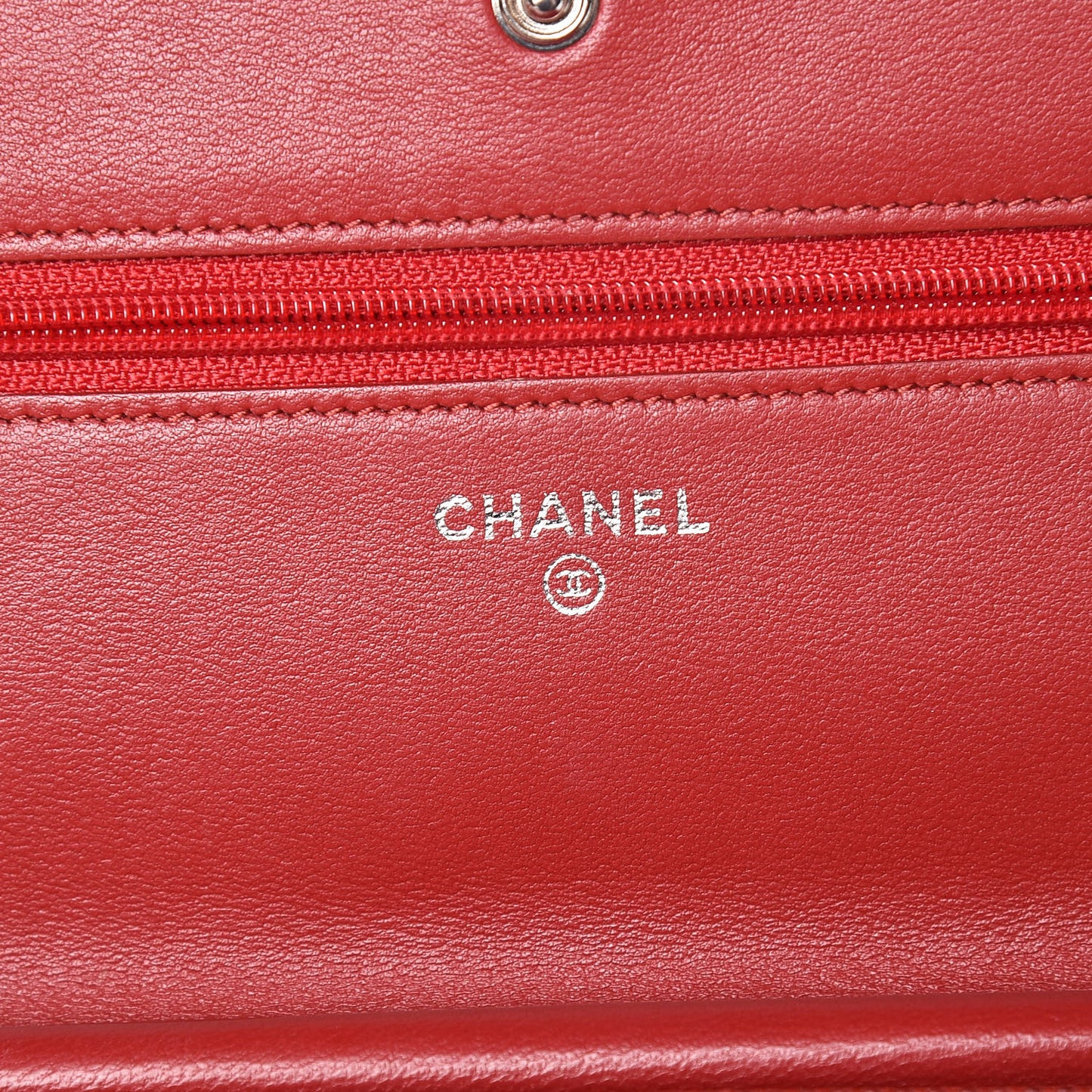 Lambskin Camellia Embossed Wallet On Chain WOC Red