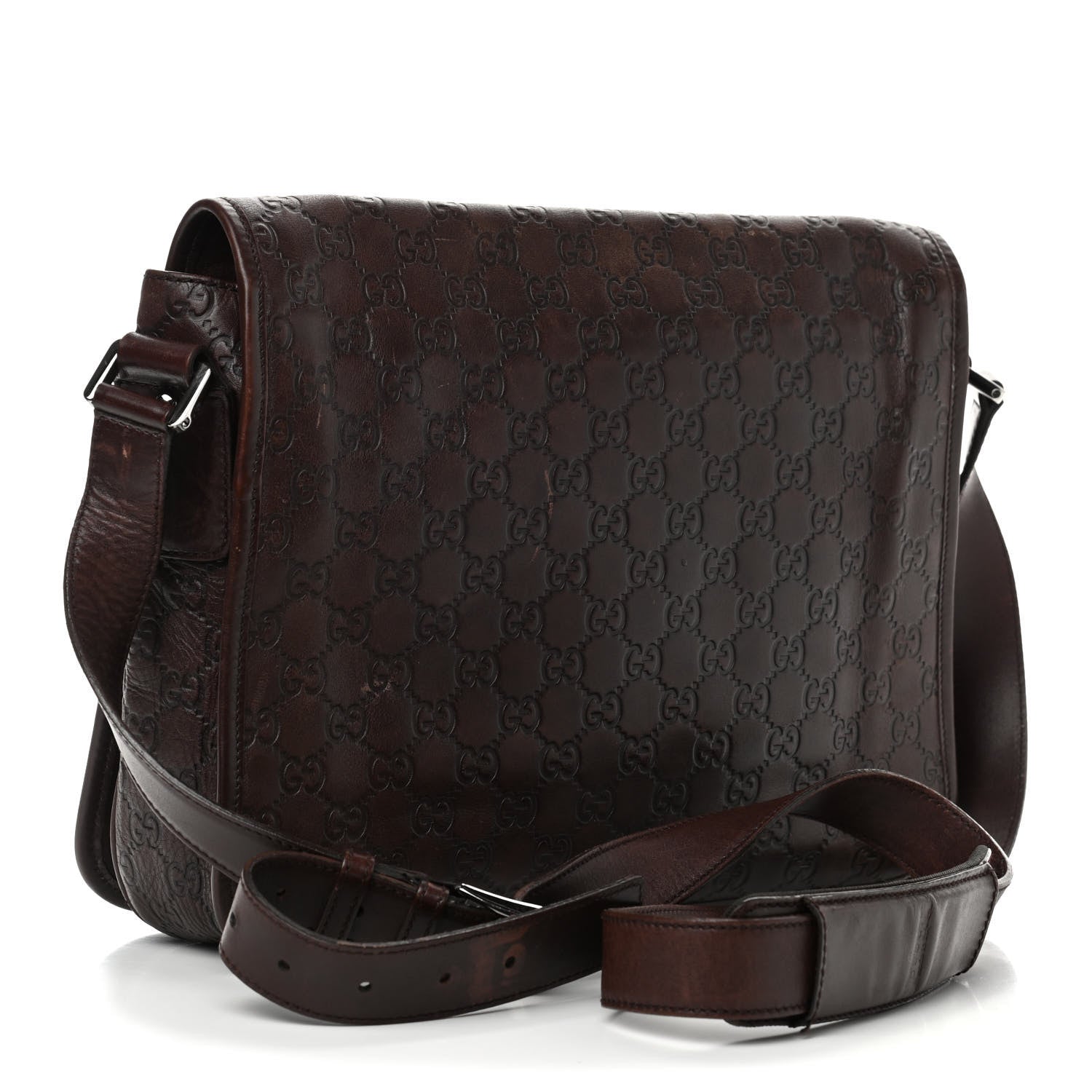Gucci Guccissima Flap Messenger Bag Dark Brown 2 of 8