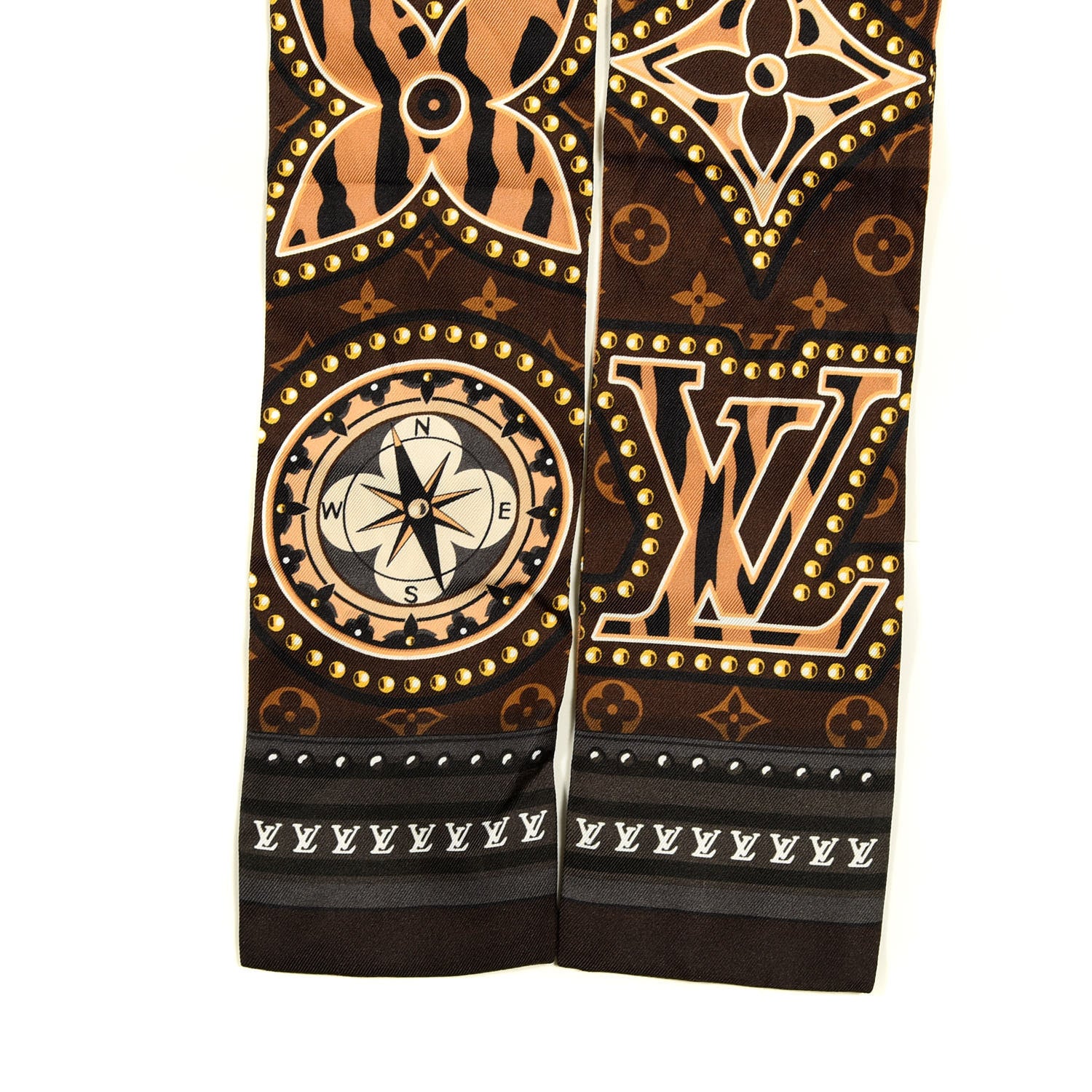 Louis Vuitton Silk Monogram LV World Bandeau Brown 2 of 3