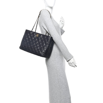 Chanel Caviar Quilted Small Shopping Tote Navy 2 of 14