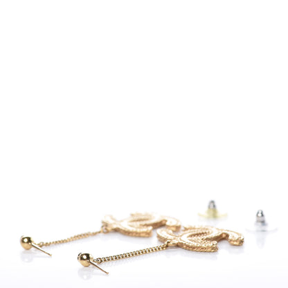 Chanel CC Drop Earrings Matte Gold 4 of 5