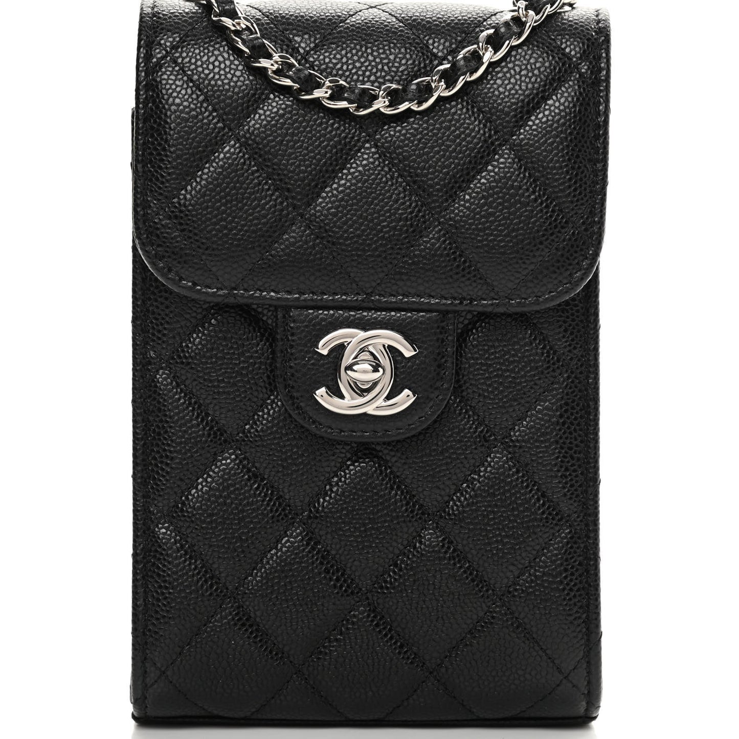Caviar Quilted Classic Phone Holder Black