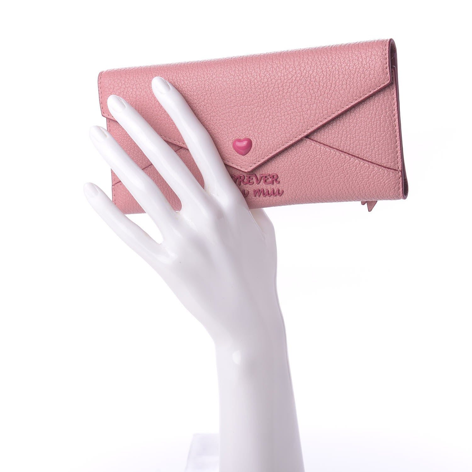 Miu Miu Goatskin Madras Love Forever Envelope Wallet Rosa 2 of 10