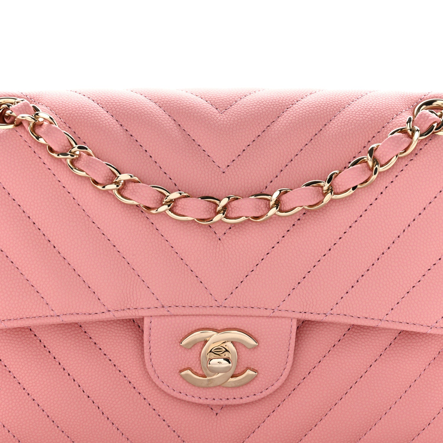 Chanel Caviar Chevron Quilted Small Double Flap Pink 8 of 11