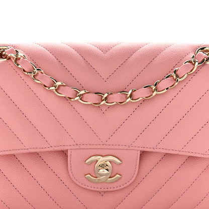 Chanel Caviar Chevron Quilted Small Double Flap Pink 8 of 11