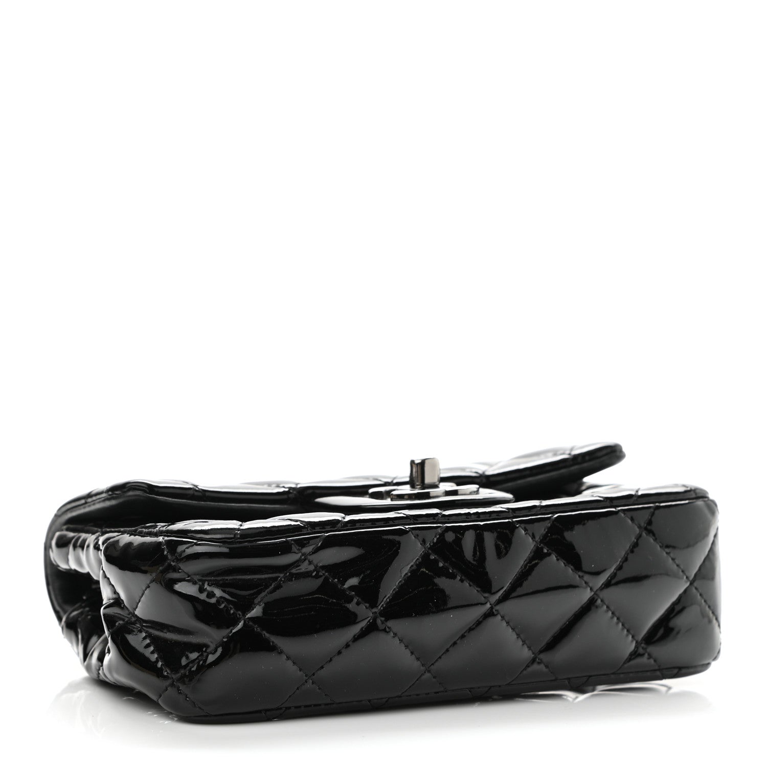 Chanel Patent Calfskin Quilted Extra Mini Rectangular Flap Black 4 of 10