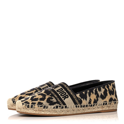 Christian Dior Cotton Embroidered Leopard Print Granville Espadrille 41 Natural 3 of 9