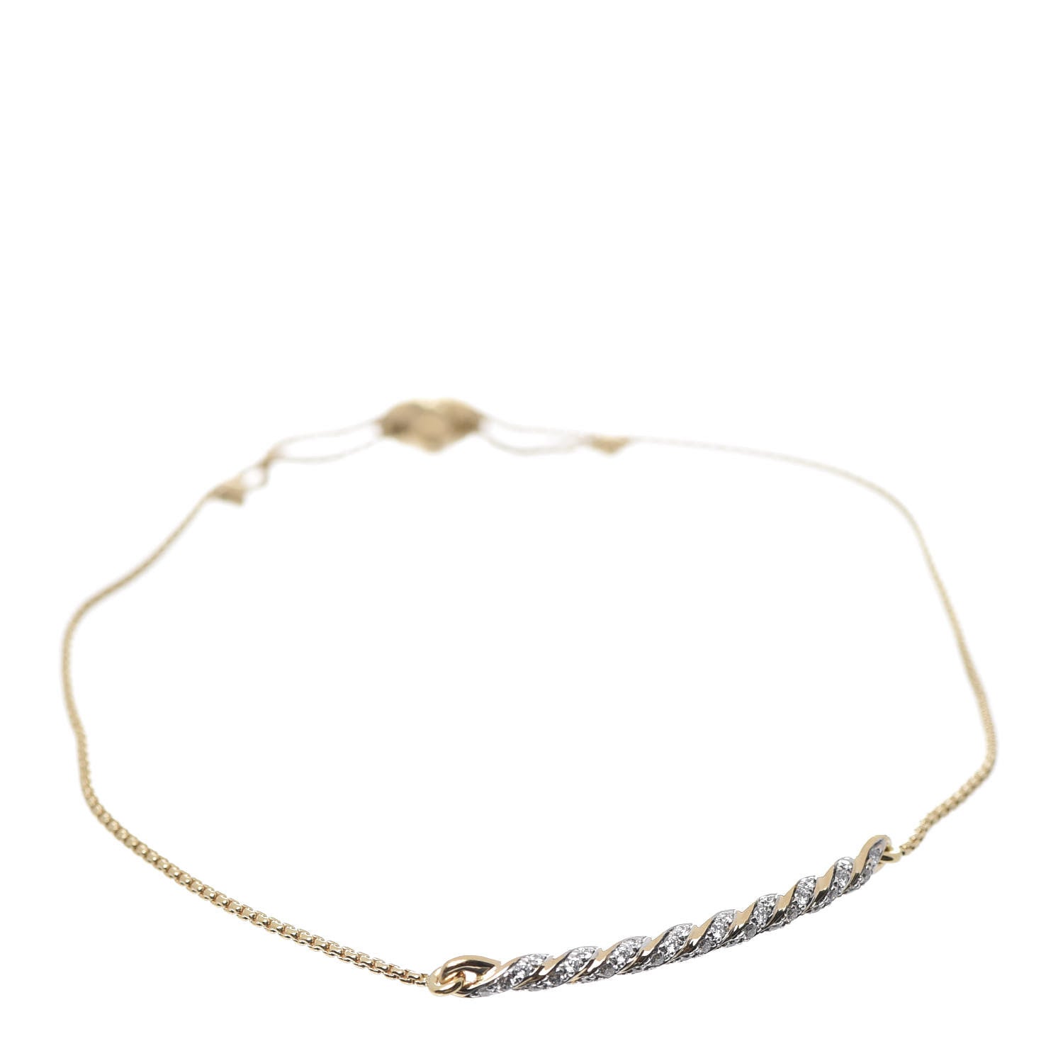 David Yurman 18K Yellow Gold Diamond Paveflex Station Bracelet 1 of 5