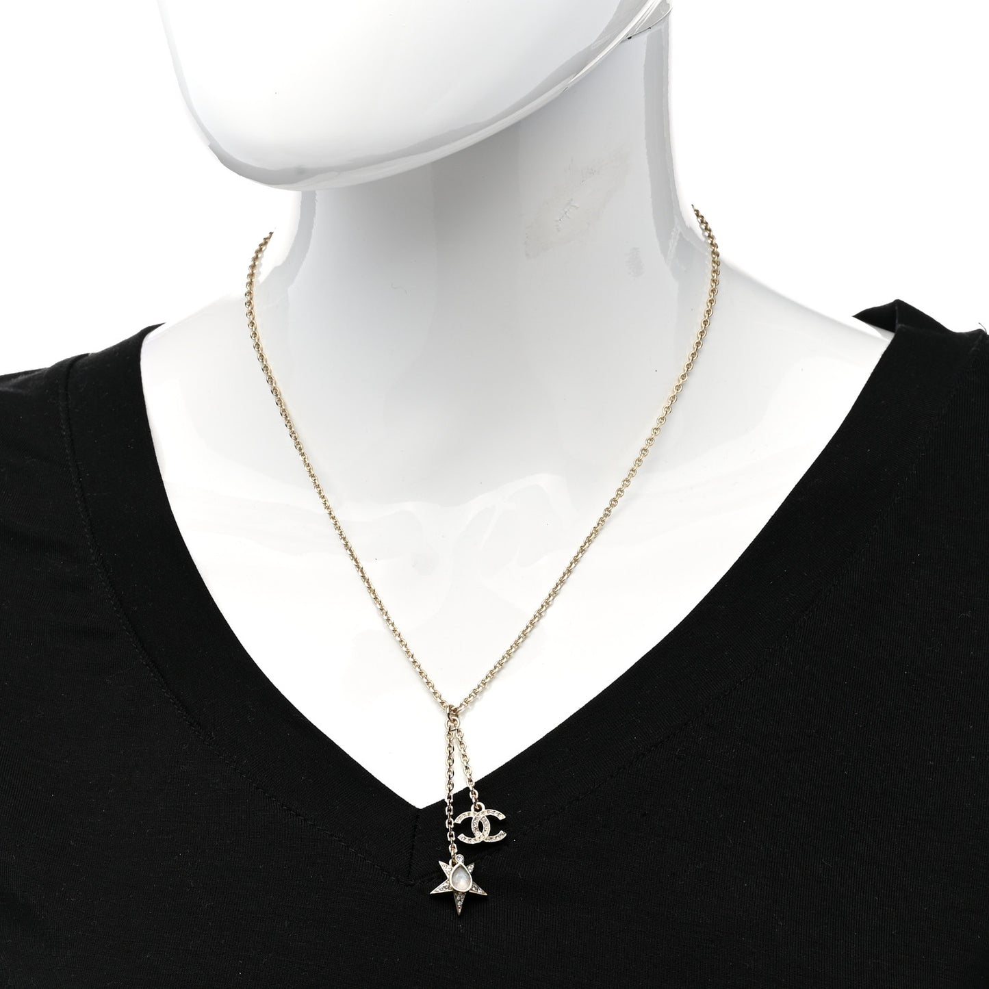 Crystal CC Star Necklace Gold