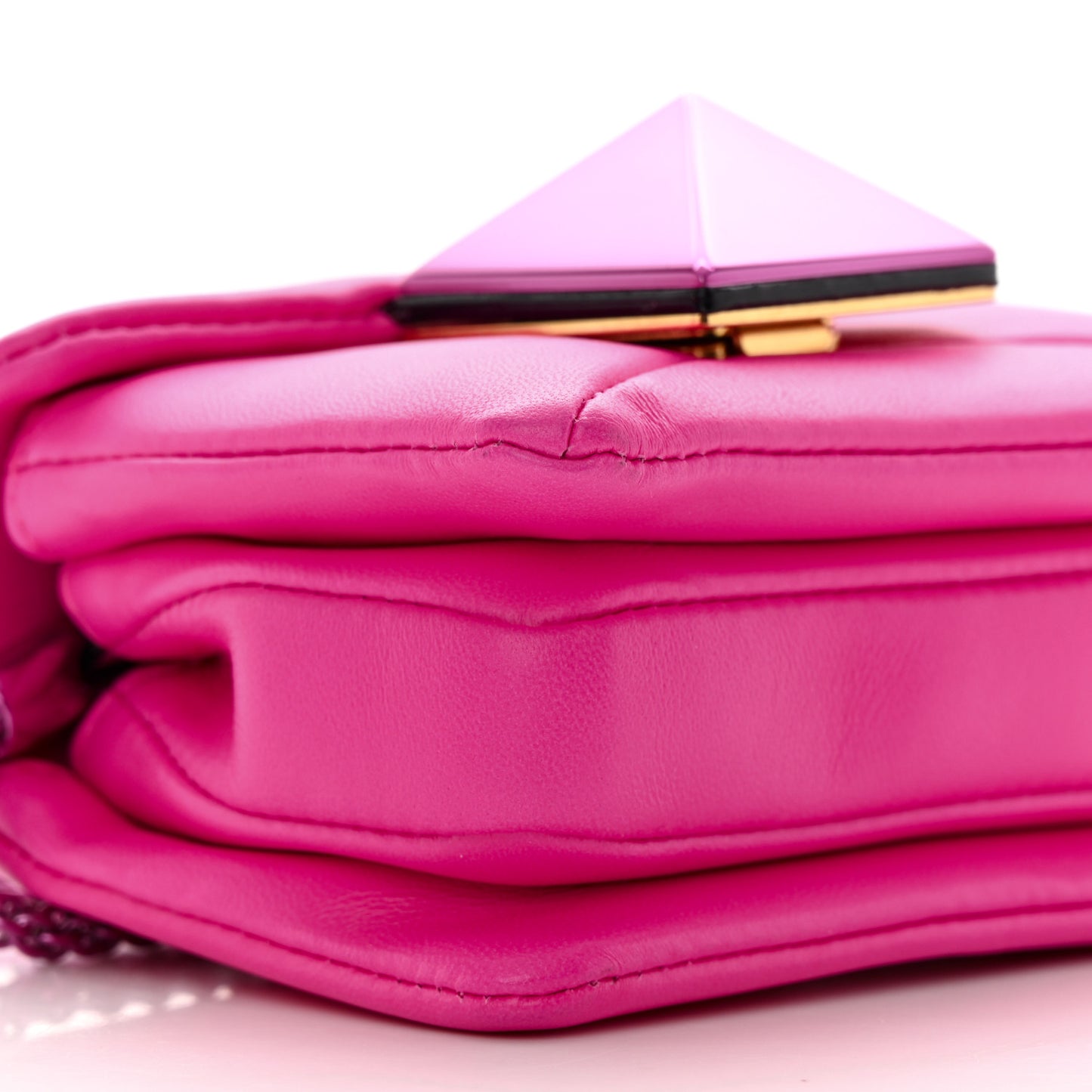 Nappa Tonal Monochrome Micro One Stud Chain Bag Pink PP