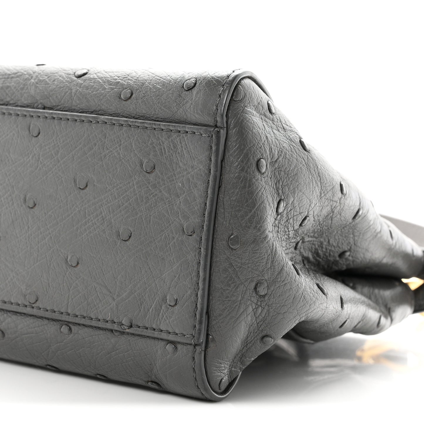Ostrich Shiny Nappa Mini Peekaboo Iconic Satchel Grey