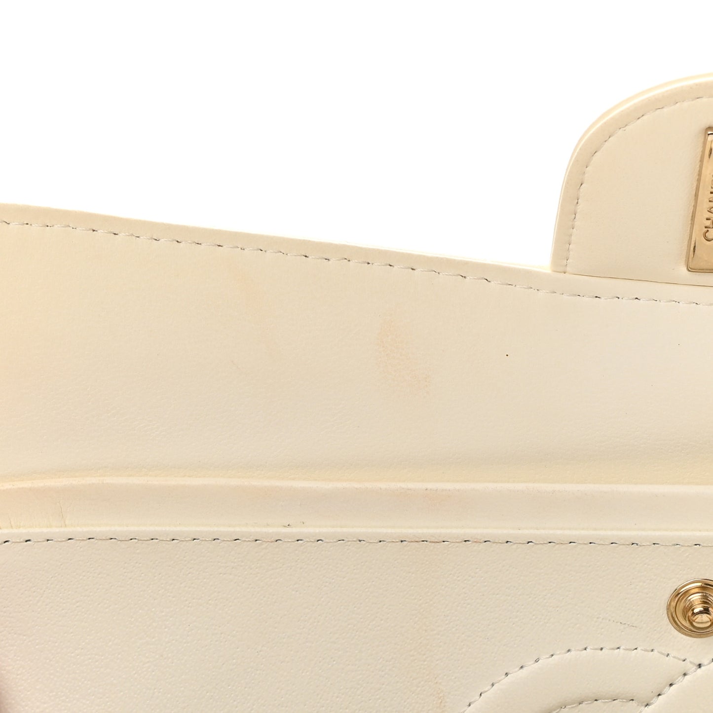 Lambskin Chevron Quilted Medium Double Flap Ivory