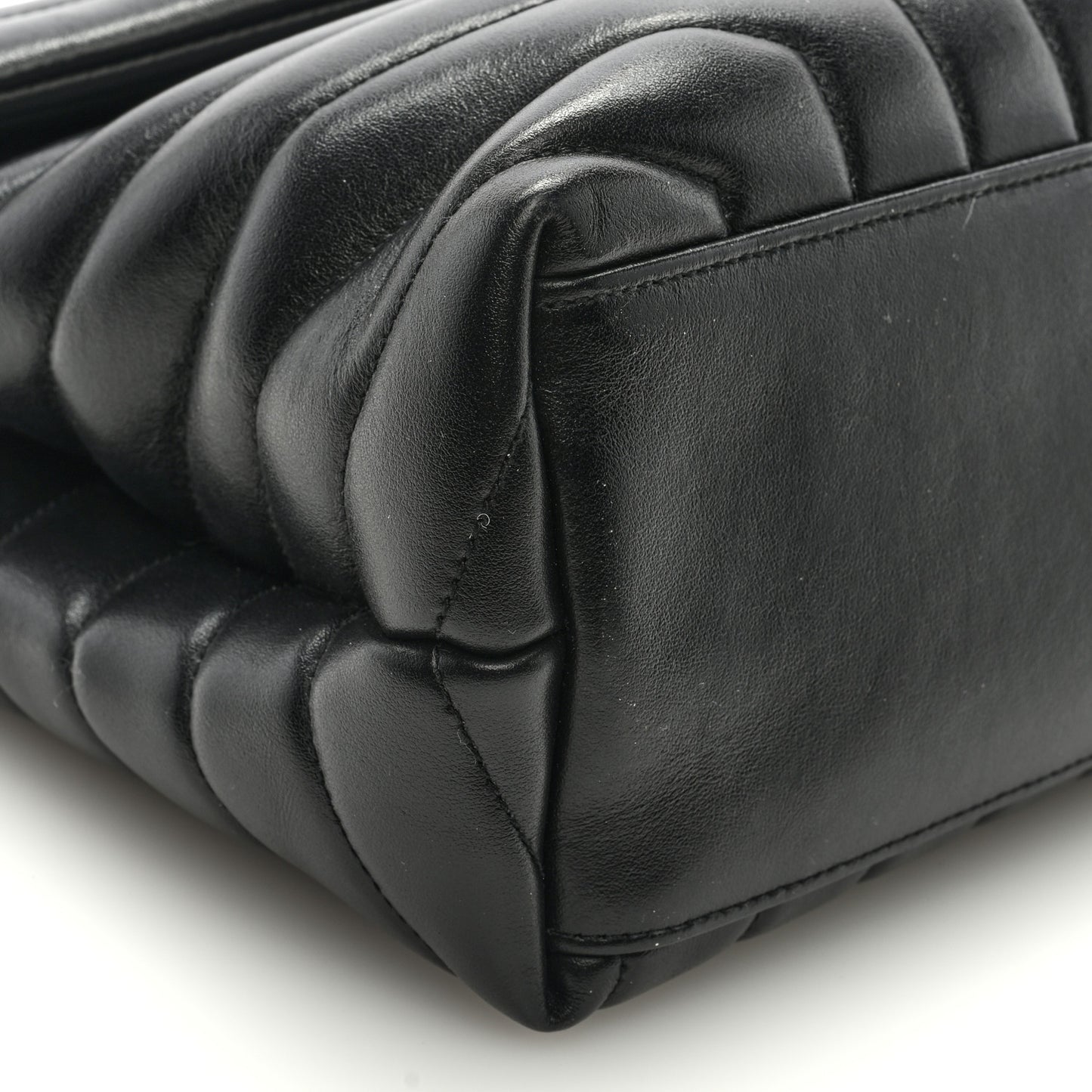 Calfskin Y Quilted Monogram Medium Loulou Chain Satchel Black