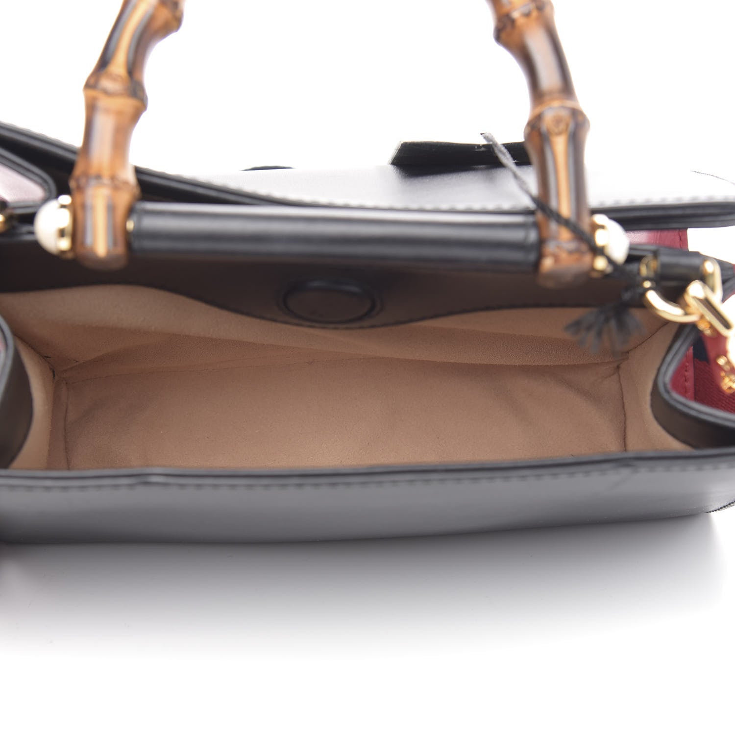 Gucci Nappa Bamboo Web Mini Nymphaea Top Handle Bag Black 6 of 14