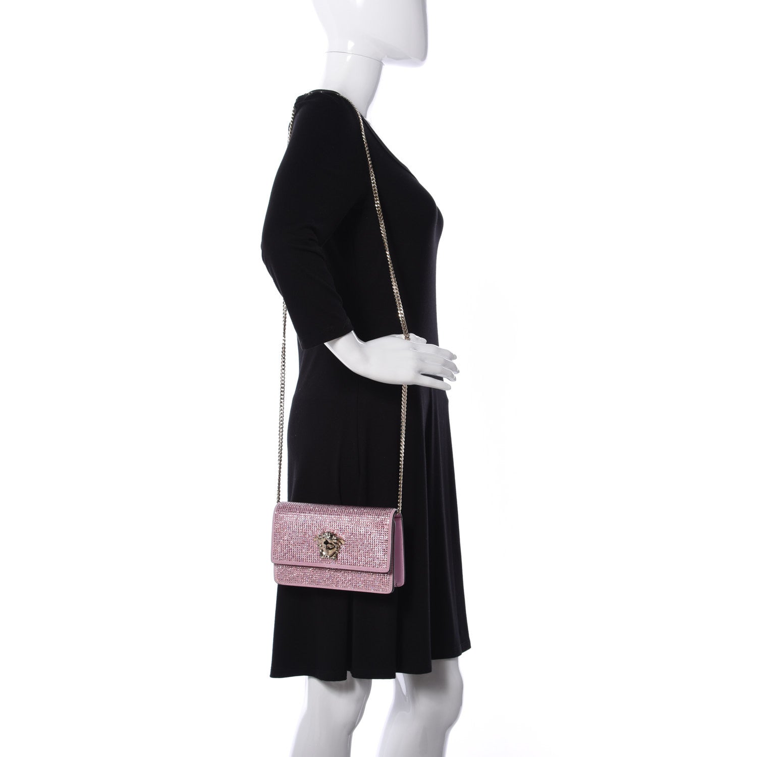 Versace Vitello Crystal Palazzo Evening Bag Pink 2 of 8