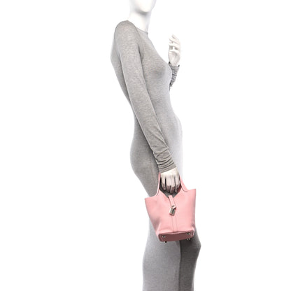 Hermes Taurillon Clemence Picotin Lock 18 PM  Rose Sakura 3 of 11