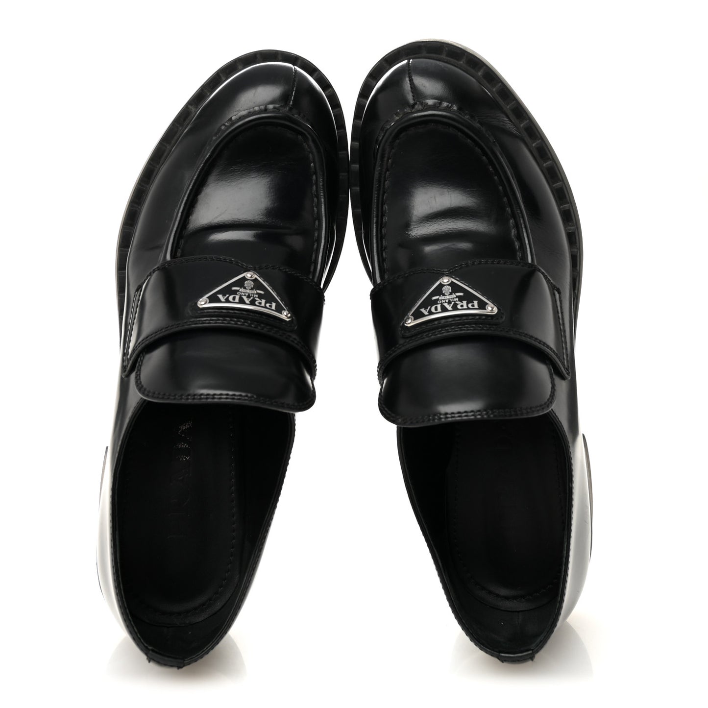 Spazzolato Metal Triangle Logo 40mm Loafers 39 Black