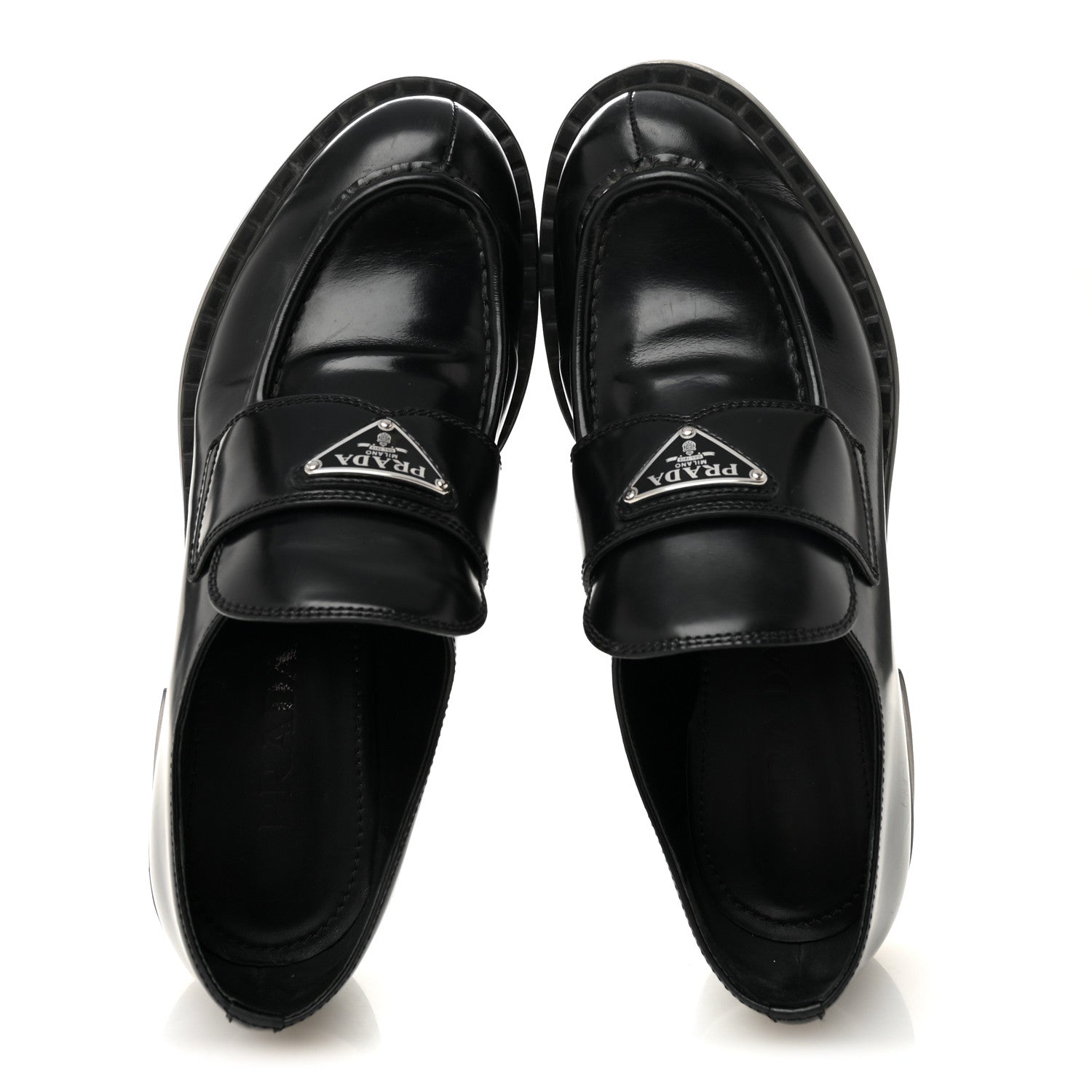 Prada Spazzolato Metal Triangle Logo 40mm Loafers 39 Black 2 of 9