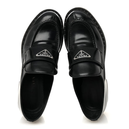 Prada Spazzolato Metal Triangle Logo 40mm Loafers 39 Black 2 of 9